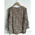 Blouse met lange mouwen en luipaardprint voor dames